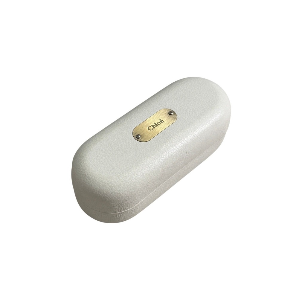 Chloe White Pebbled‎ Leather Hard Clamshell Sunglasses Eyeglasses Empty Case